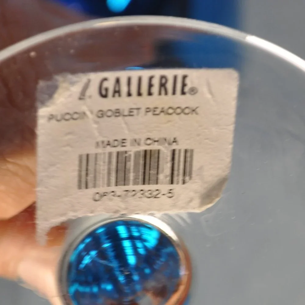 28 oz Z. Gallerie Puccini goblet wine glass peacock (w1082)